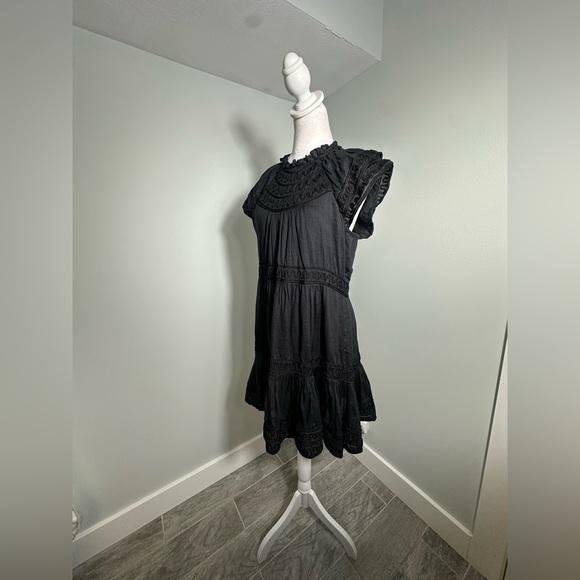 Veronica Beard Keely Cotton Ruffle Tiered Dress- Black - Picture 6 of 17